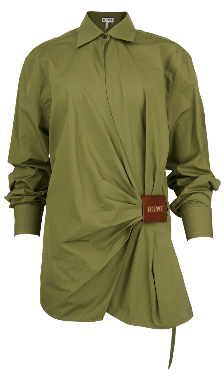Loewe Wrap Cotton Poplin Shirt in Green - Discounts on LOEWE at UAL
