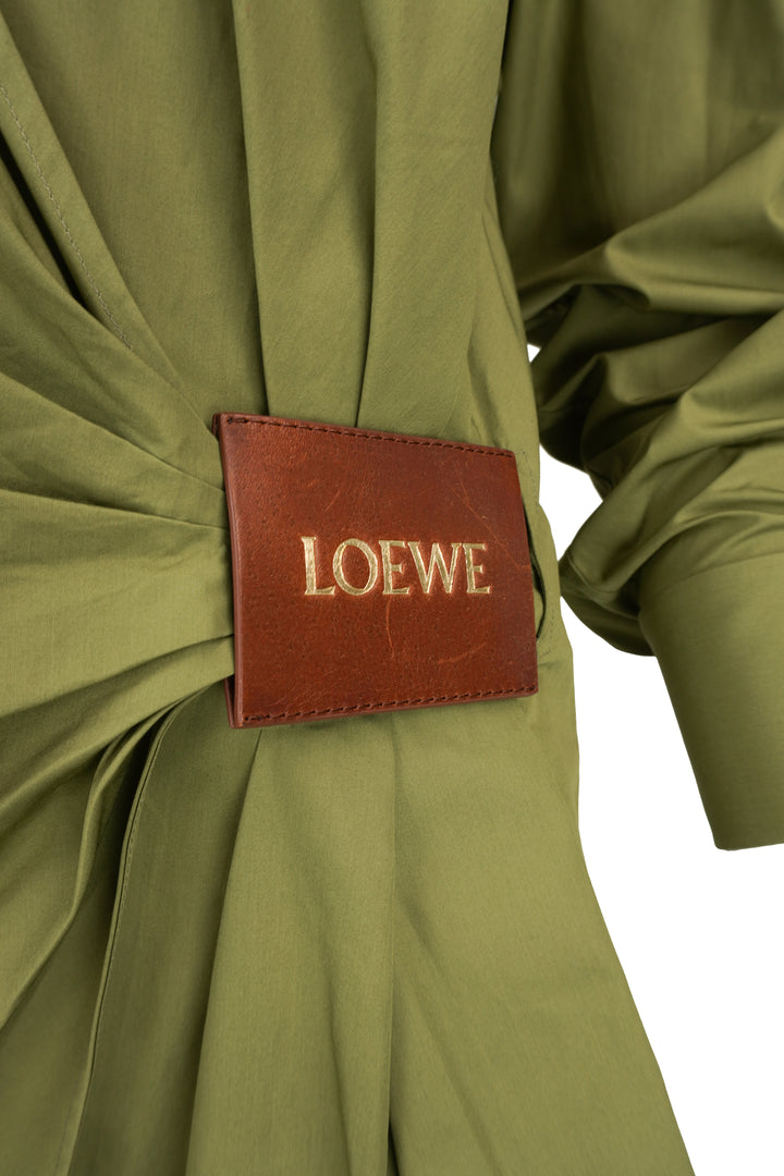 Loewe Wrap Cotton Poplin Shirt in Green - Discounts on LOEWE at UAL