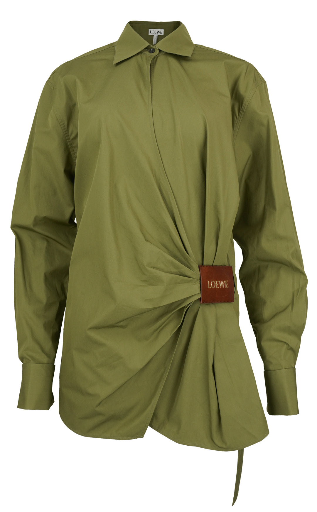 Loewe Wrap Cotton Poplin Shirt in Green - Discounts on LOEWE at UAL