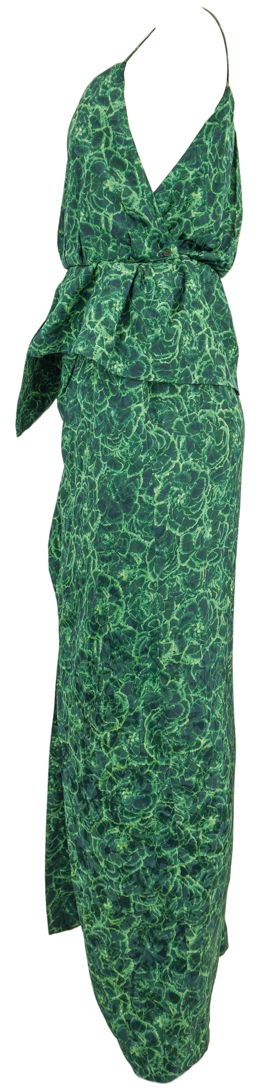 Dries Van Noten Danti Dress in Navy and Green