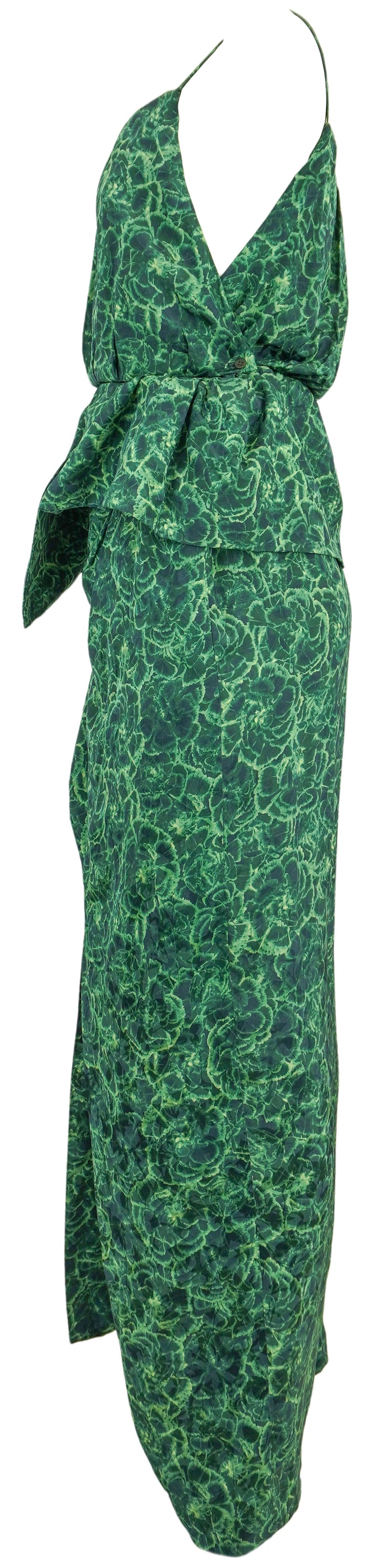 Dries Van Noten Danti Dress in Navy and Green