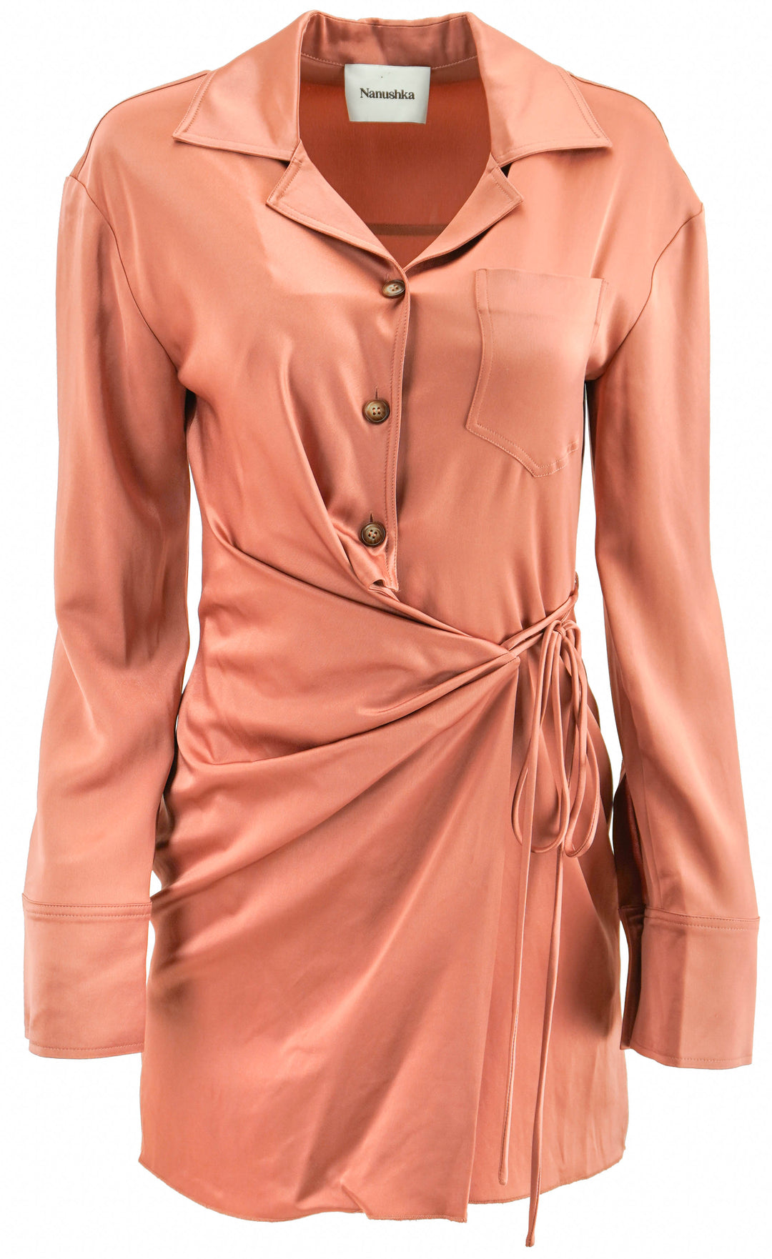 Nanushka Wrap Dress in Rose - Discounts on Nanushka at UAL