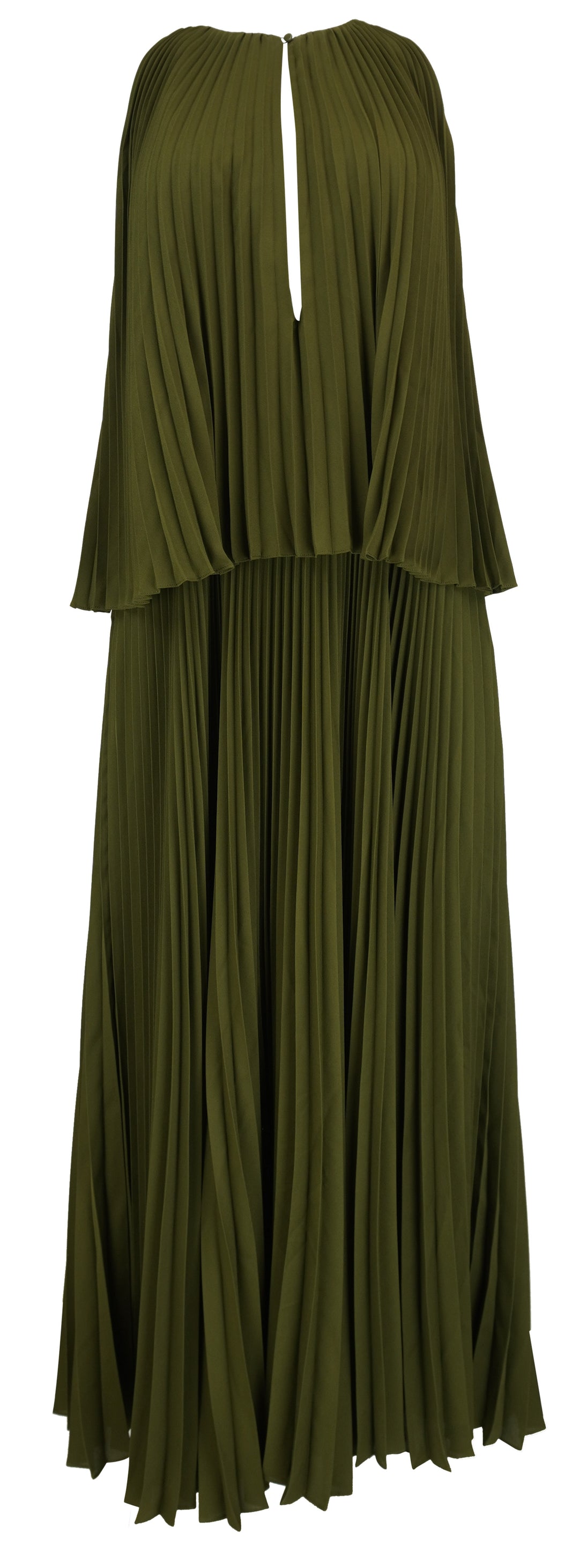 Brandon Maxwell The Hallett Pleated Maxi Dress in Olive Green - Discounts on Brandon Maxwell at UAL