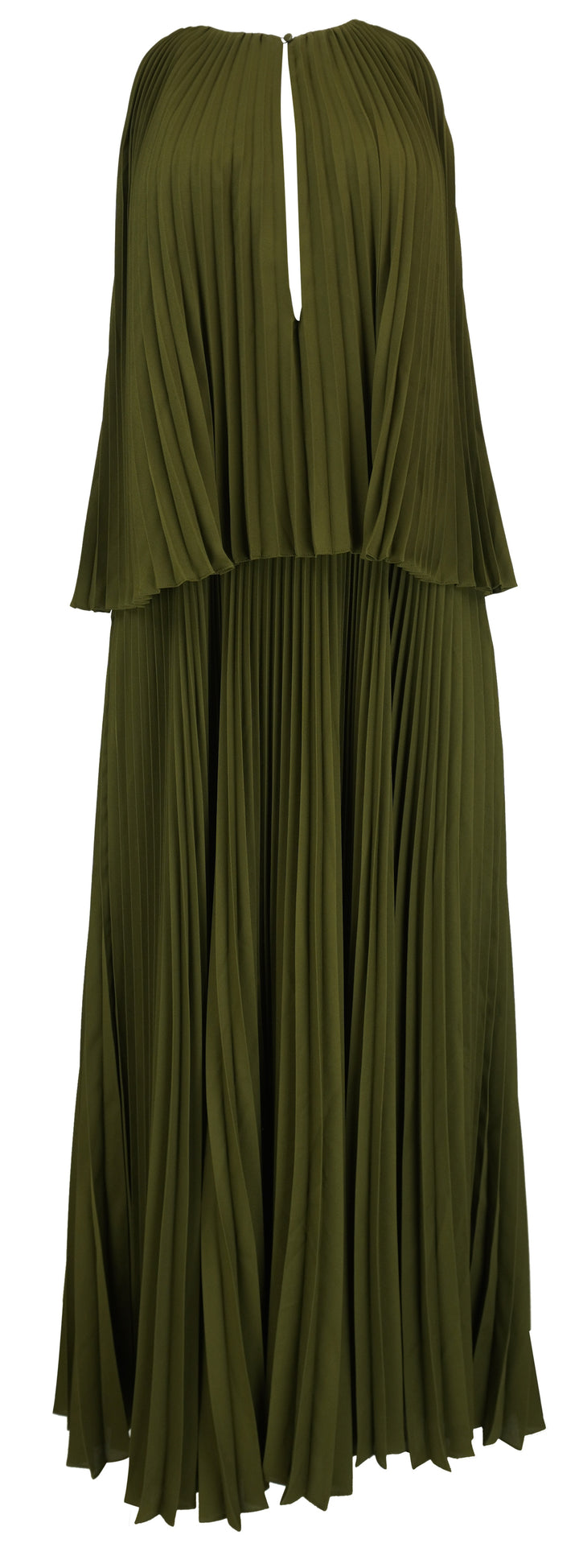 Brandon Maxwell The Hallett Pleated Maxi Dress in Olive Green - Discounts on Brandon Maxwell at UAL