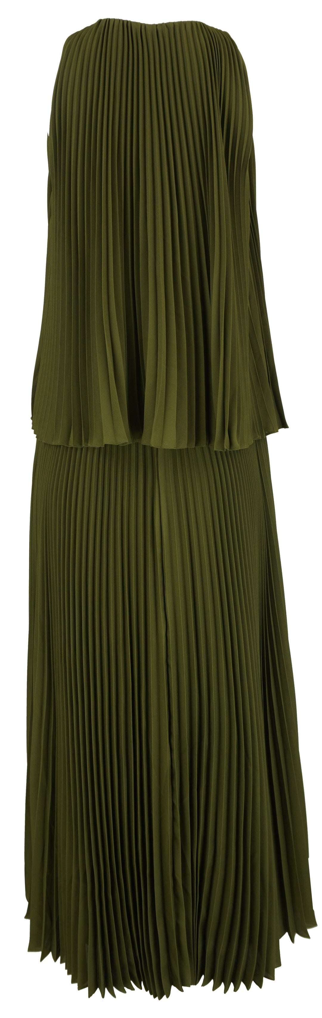 Brandon Maxwell The Hallett Pleated Maxi Dress in Olive Green - Discounts on Brandon Maxwell at UAL