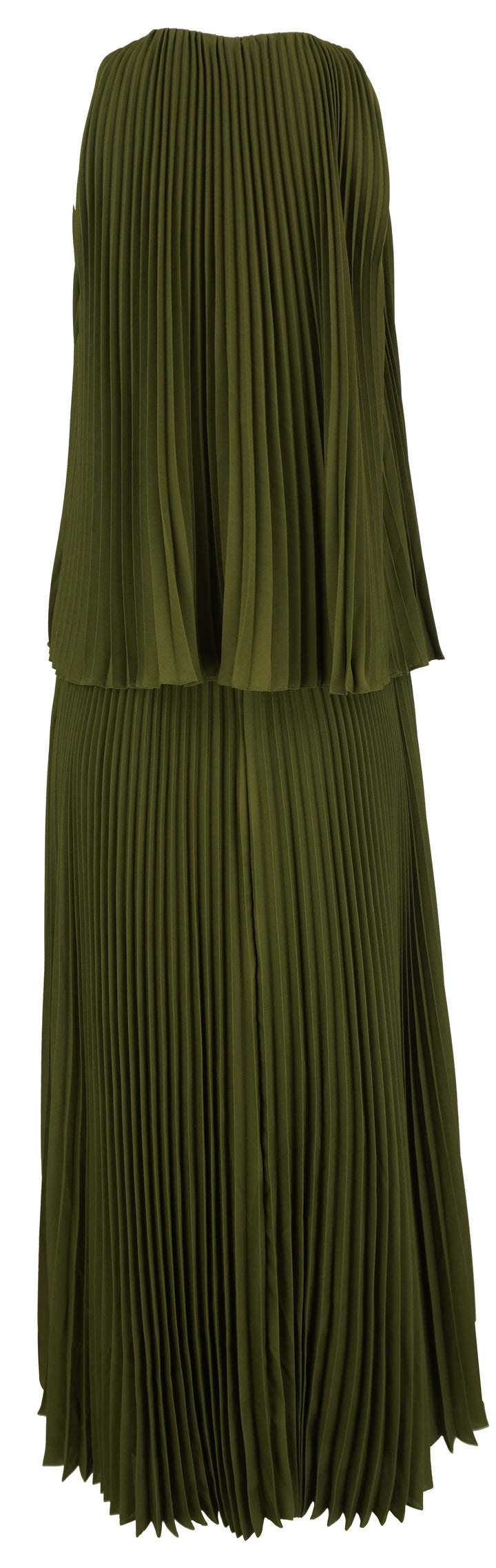 Brandon Maxwell The Hallett Pleated Maxi Dress in Olive Green - Discounts on Brandon Maxwell at UAL