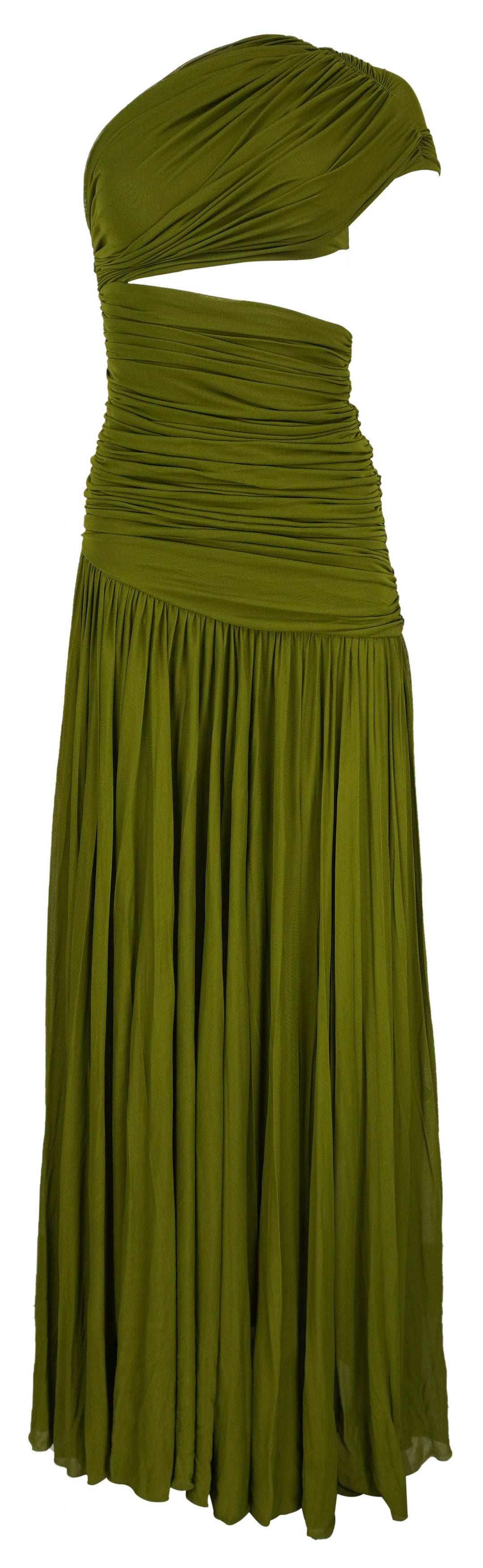 Giambattista Valli One Shoulder Cut-Out Maxi Dress in Khaki Green - Discounts on Giambattista Valli at UAL