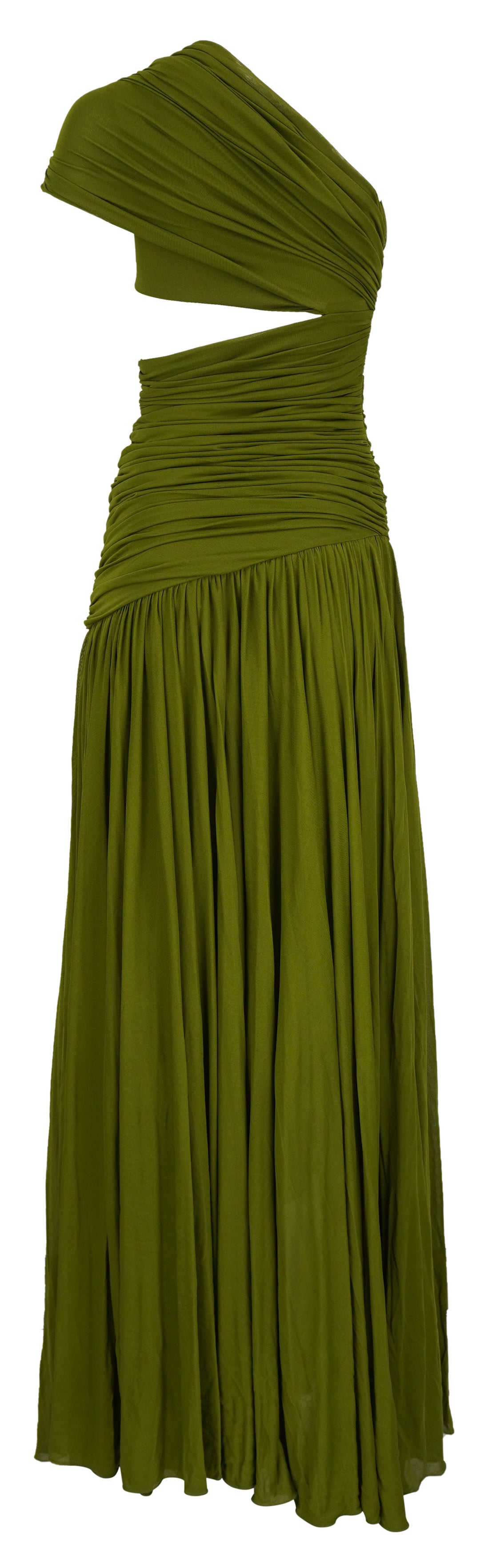 Giambattista Valli One Shoulder Cut-Out Maxi Dress in Khaki Green - Discounts on Giambattista Valli at UAL