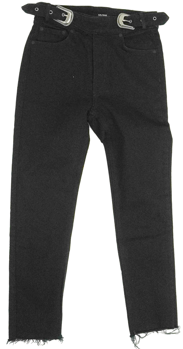GRLFRND Zoey Belted Jeans in Black - Discounts on GRLFRND at UAL