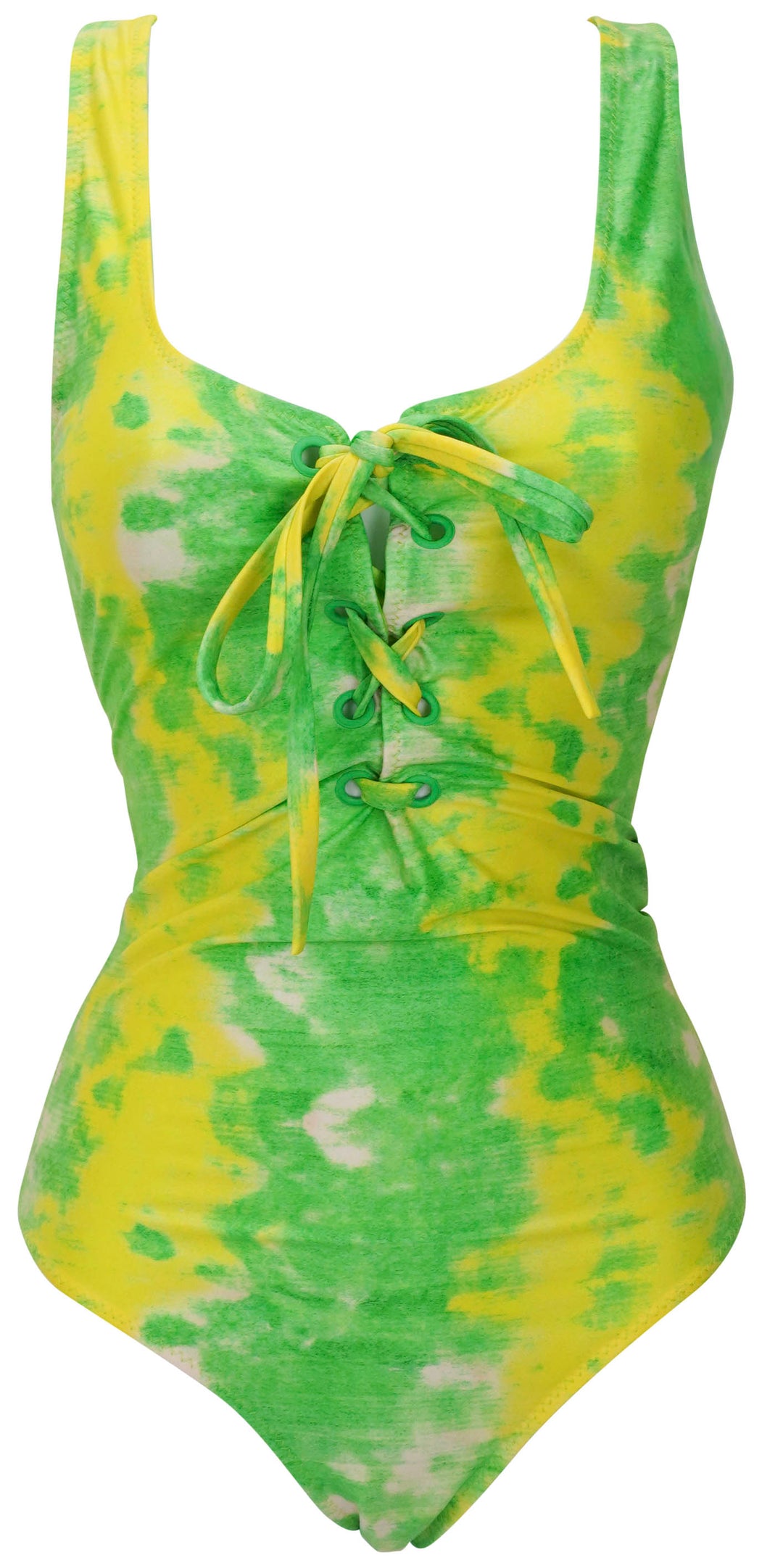 Ganni Tie-Dye Printed Swimsuit in Kelly Green - Discounts on GANNI at UAL