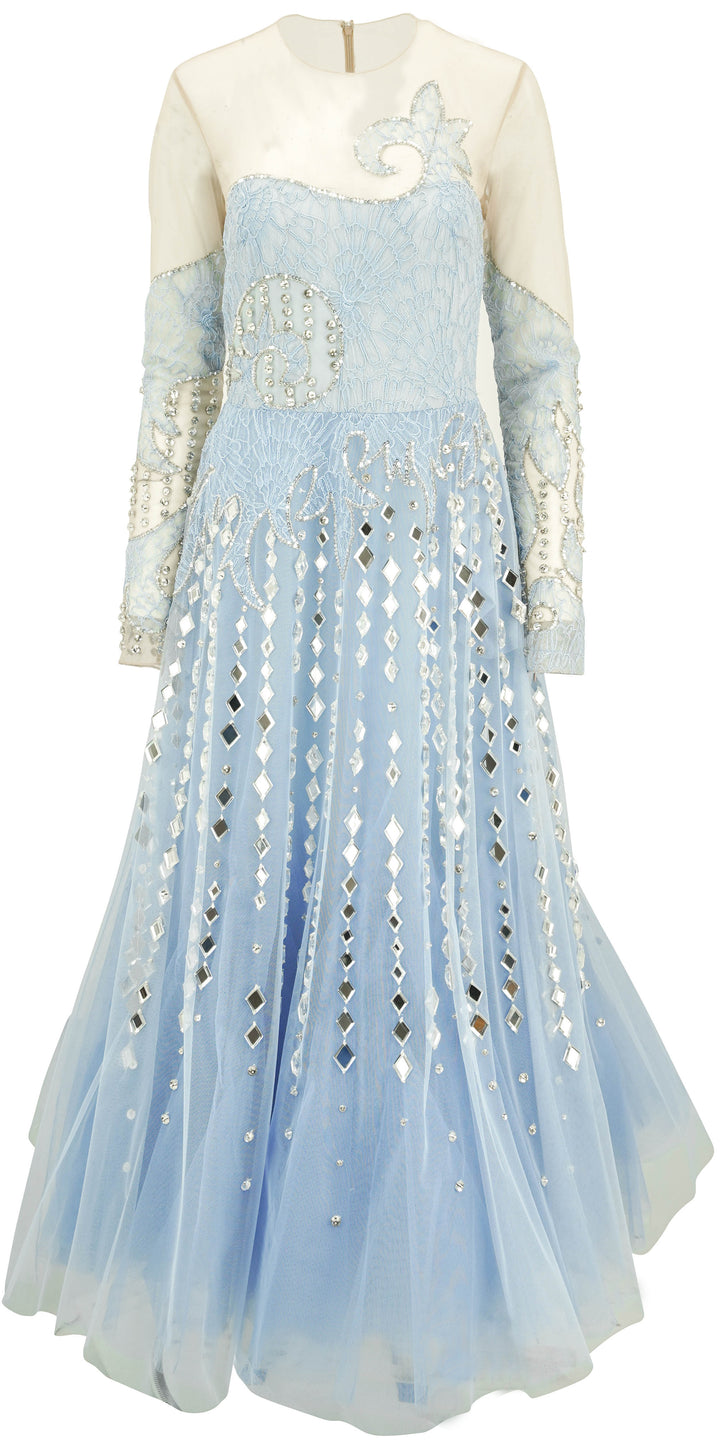 Georges Hobeika Long Sleeve Gown in Baby Blue