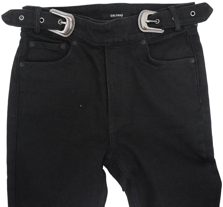 GRLFRND Zoey Belted Jeans in Black - Discounts on GRLFRND at UAL