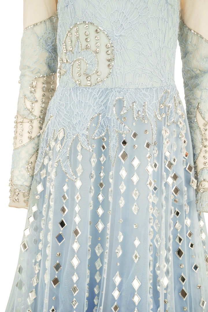 Georges Hobeika Long Sleeve Gown in Baby Blue