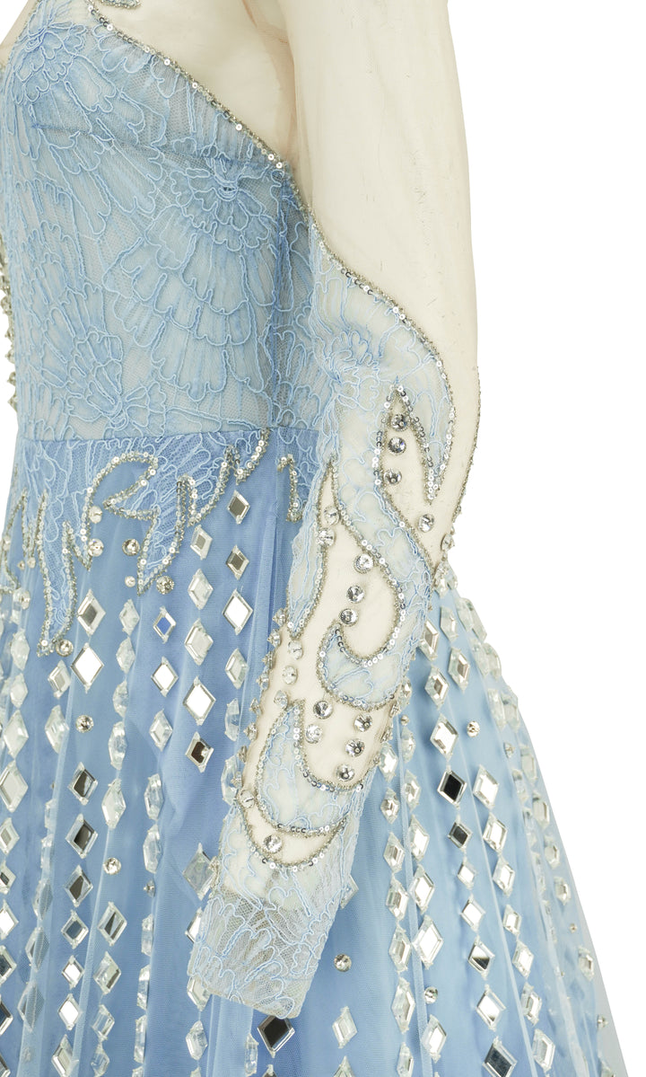 Georges Hobeika Long Sleeve Gown in Baby Blue