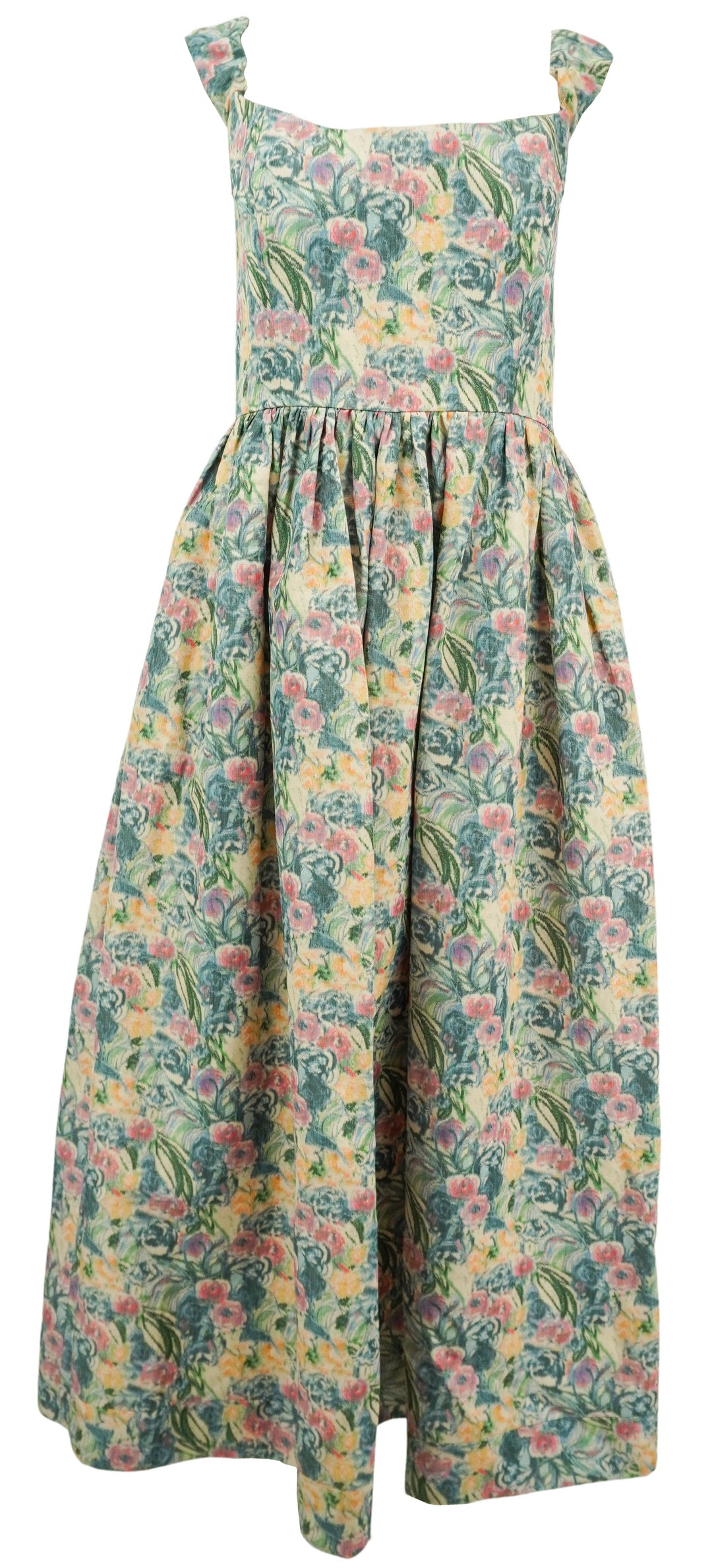 Markarian Apple Corset Linen-Blend Midi Dress in Floral