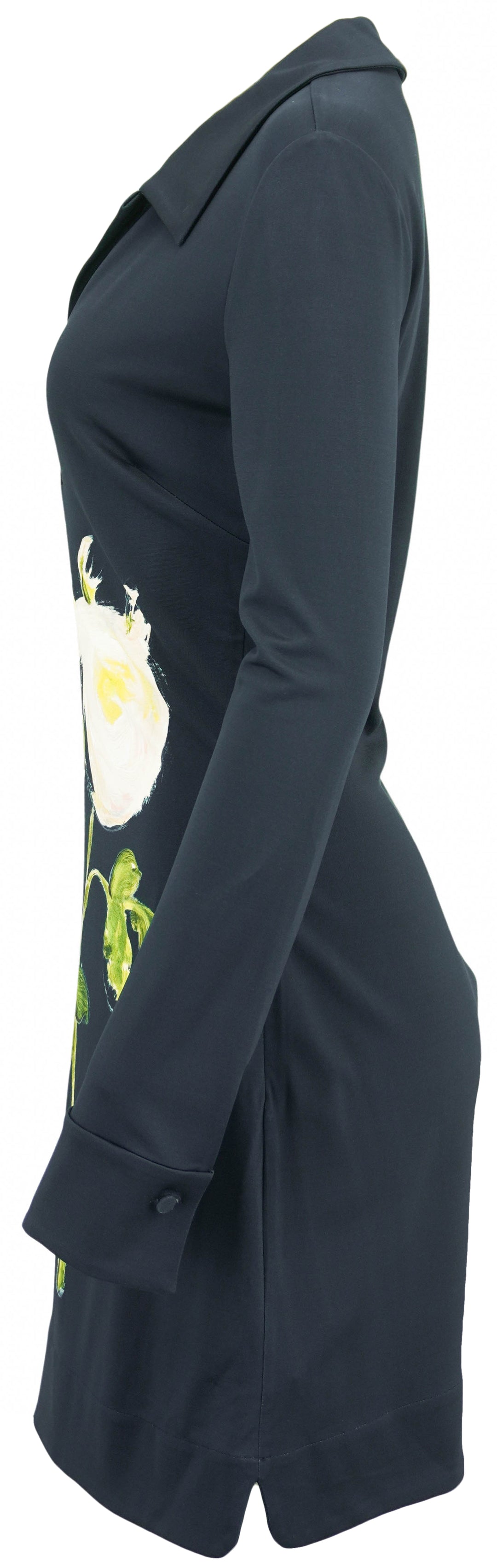 Oscar de la Renta Rose Print Dress in Navy