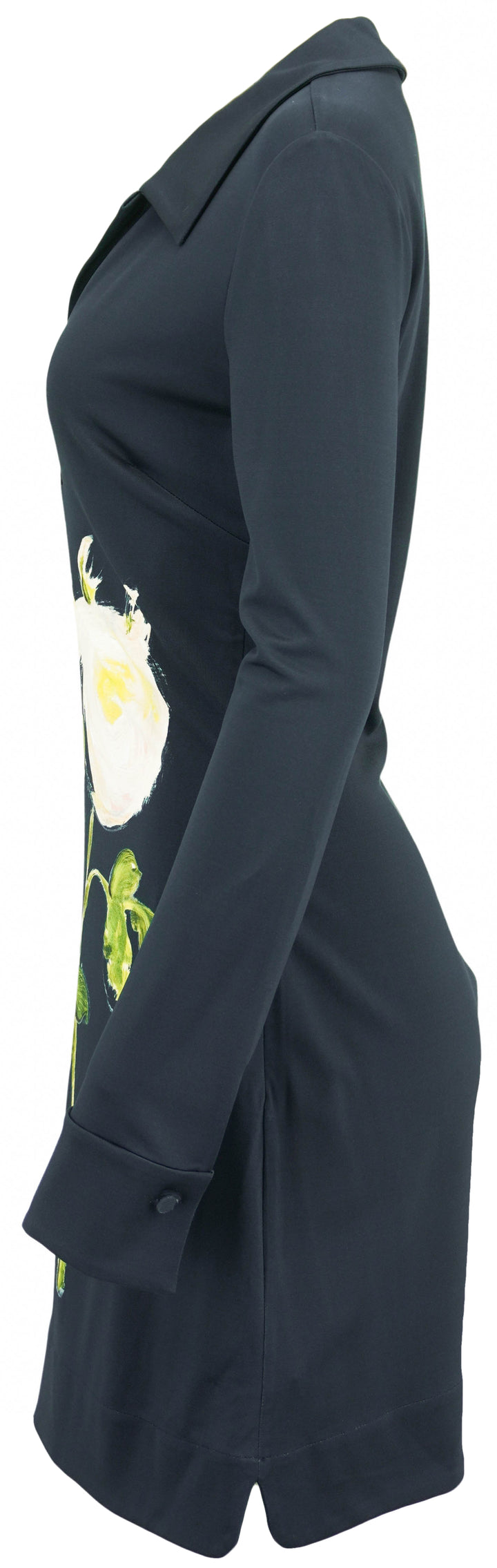 Oscar de la Renta Rose Print Dress in Navy