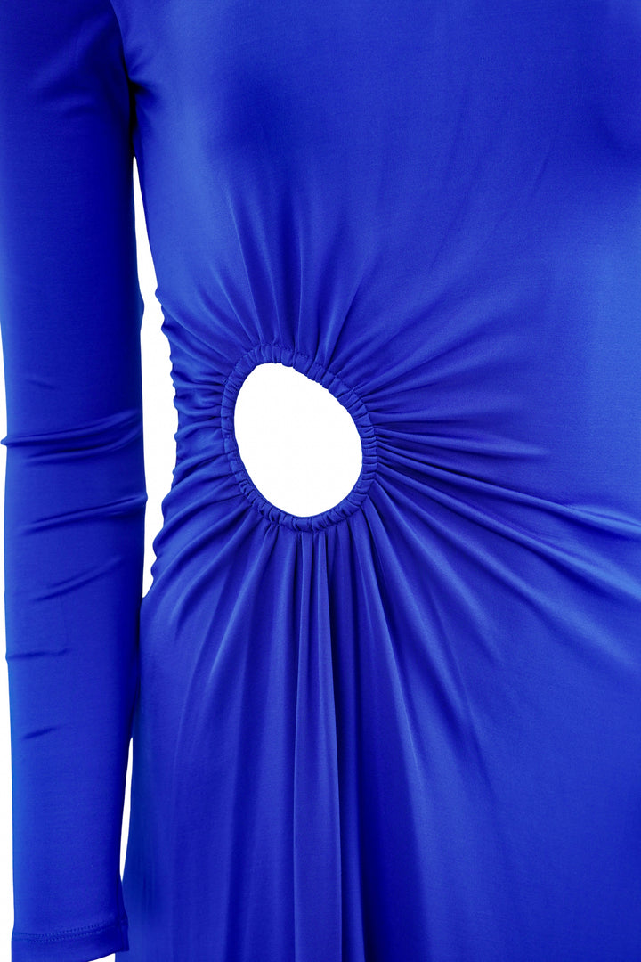 Et Ochs Long Sleeve Gown with Cut Out Detail in Royal Blue