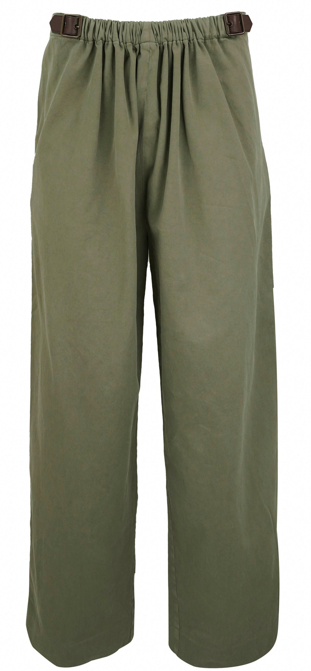 Loewe Belted Cotton Pants in Khaki Green - Discounts on Loewe at UAL