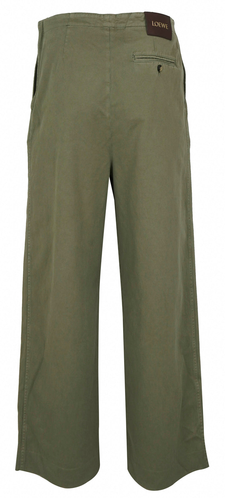 Loewe Belted Cotton Pants in Khaki Green - Discounts on Loewe at UAL