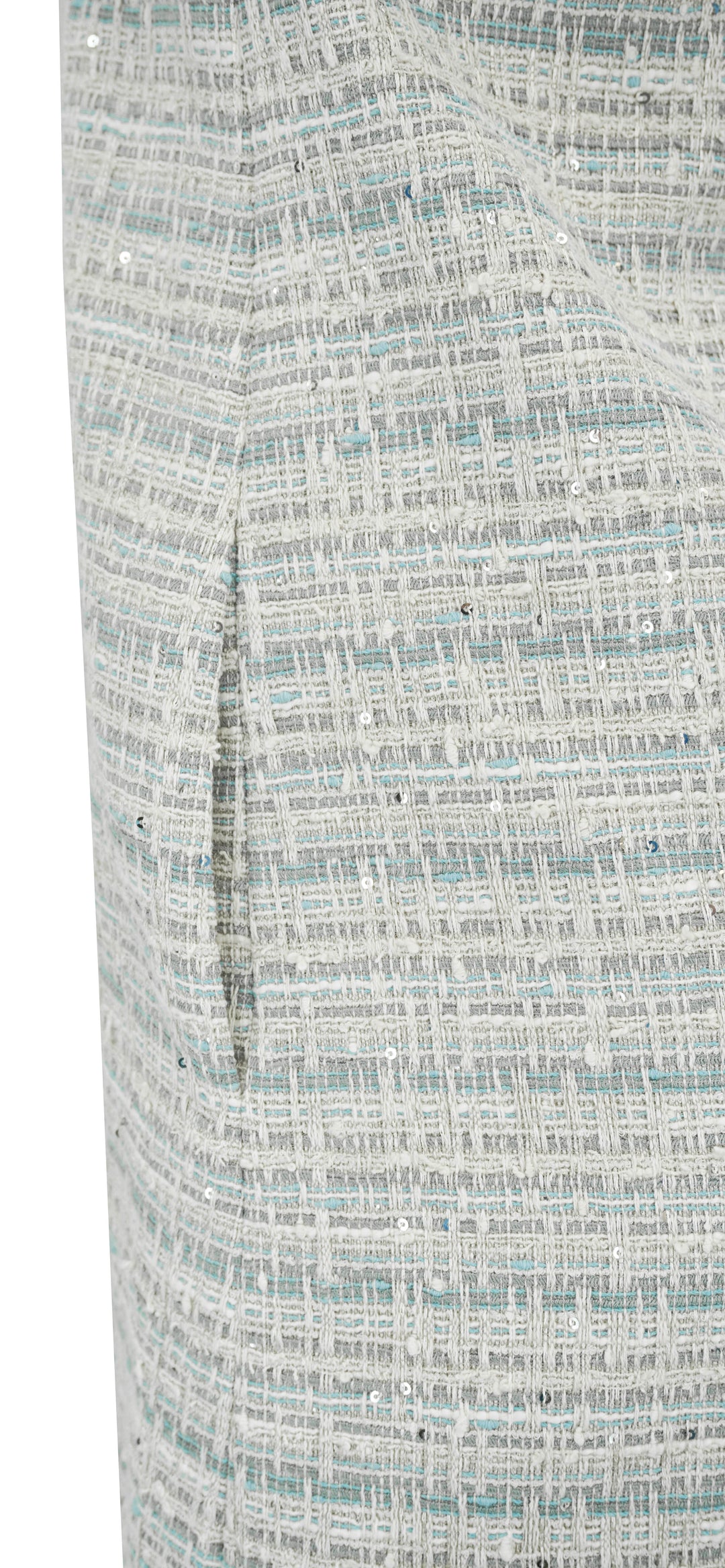 Valentino Embellished Tweed Dress in Cream, Grey and Blue