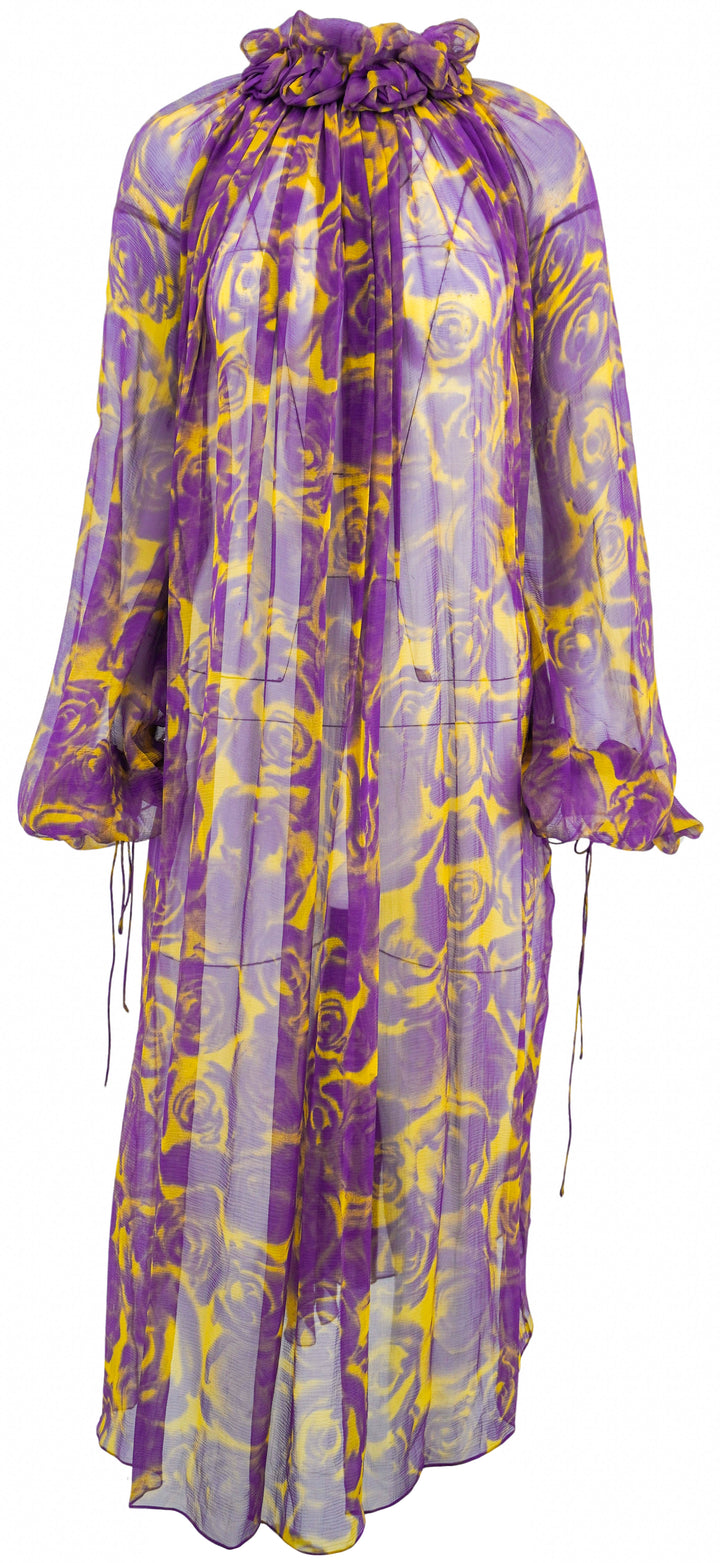 Burberry Rose Print Dress in Purple and Yellow