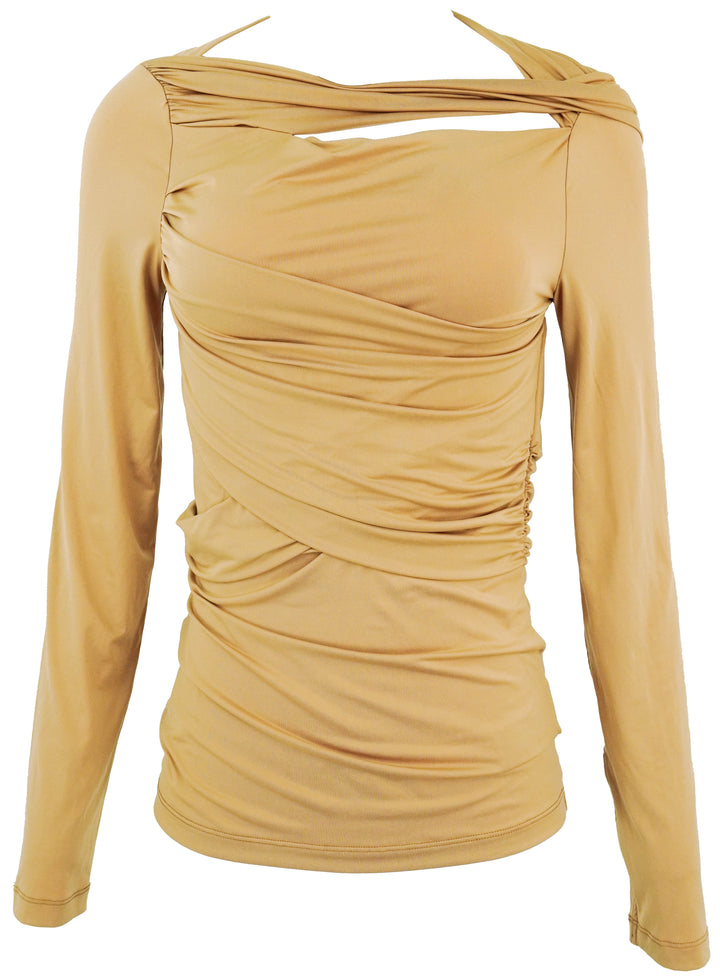 Victoria Beckham Draped Top in Camel - Discounts on Victoria Beckham at UAL
