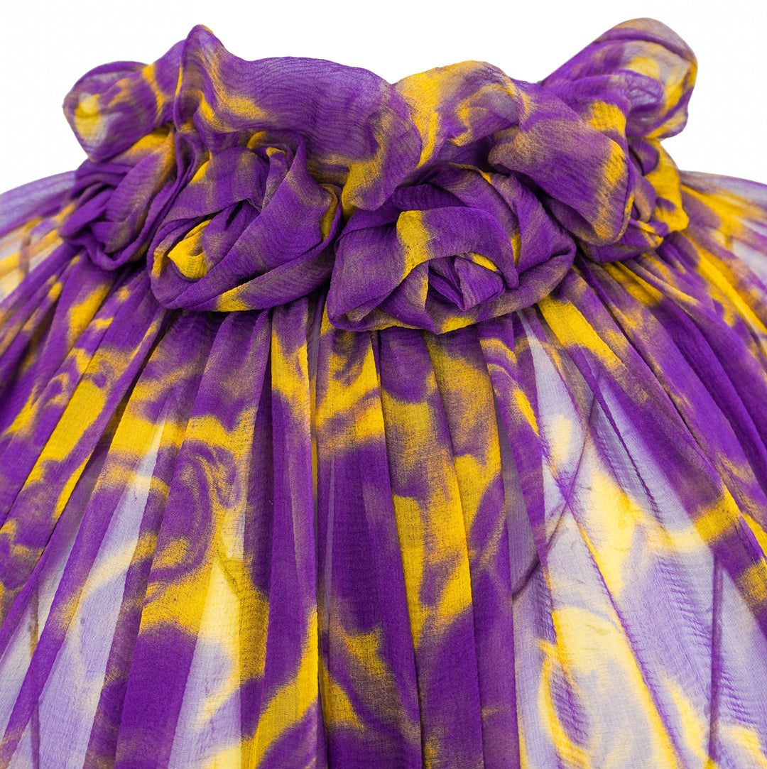 Burberry Rose Print Dress in Purple and Yellow