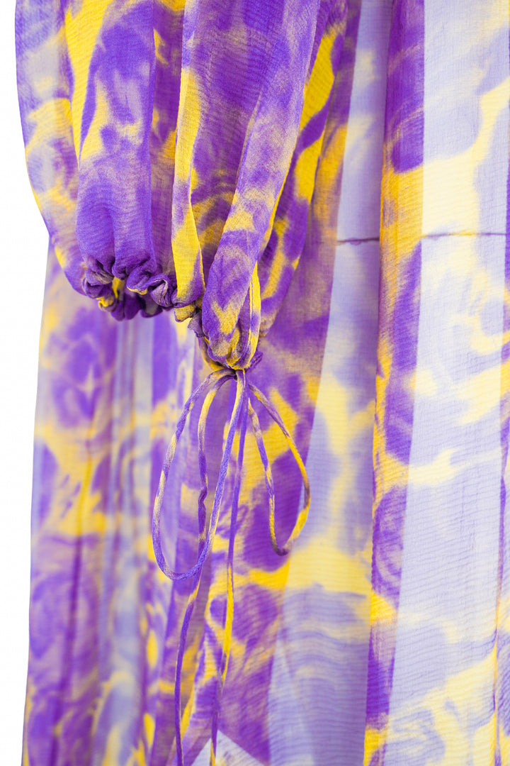 Burberry Rose Print Dress in Purple and Yellow