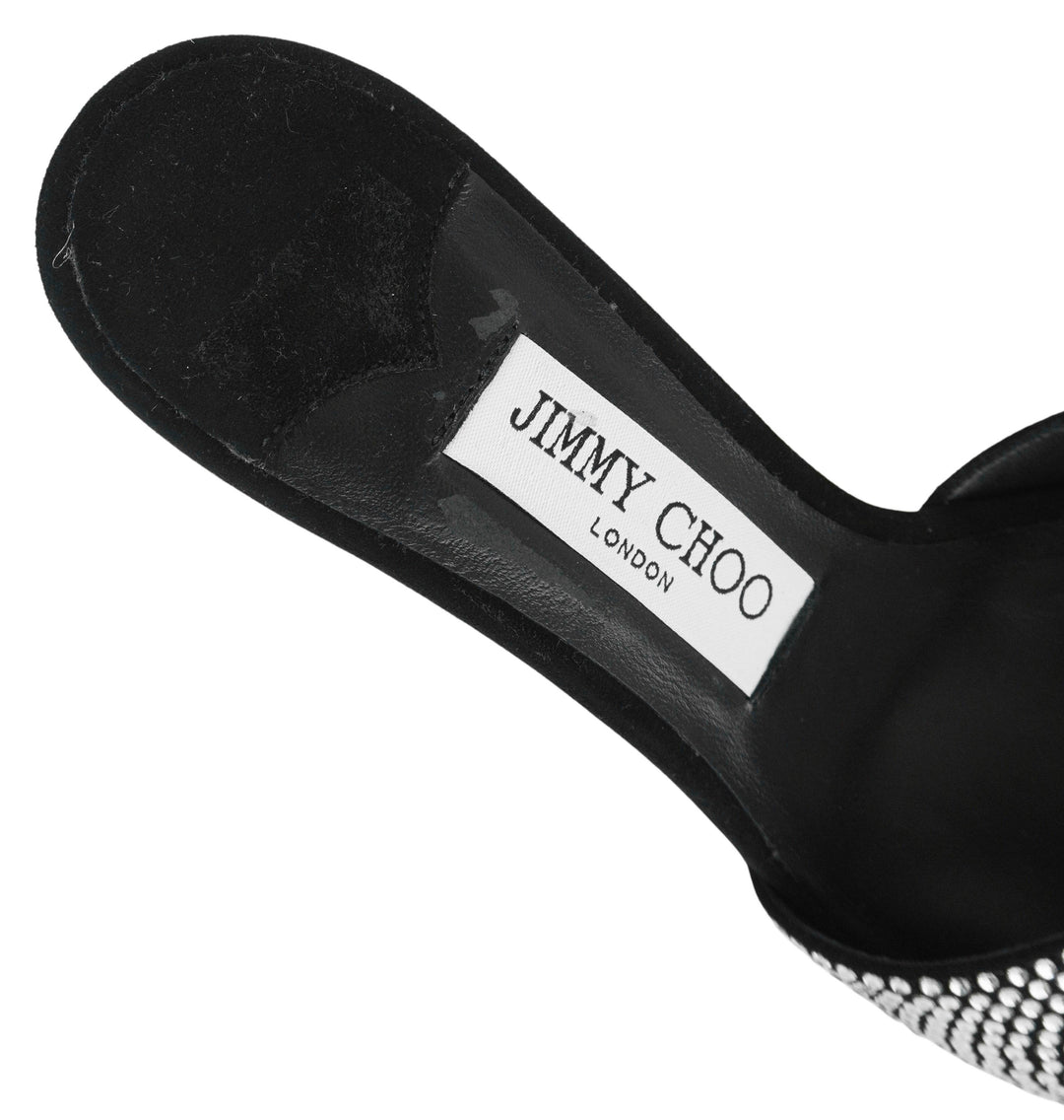 Jimmy Choo Skye Mules in Black and Silver - Discounts on Jimmy Choo at UAL