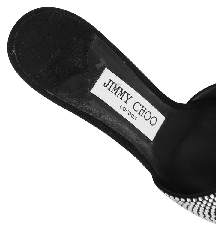 Jimmy Choo Skye Mules in Black and Silver - Discounts on Jimmy Choo at UAL