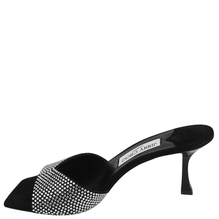 Jimmy Choo Skye Mules in Black and Silver - Discounts on Jimmy Choo at UAL