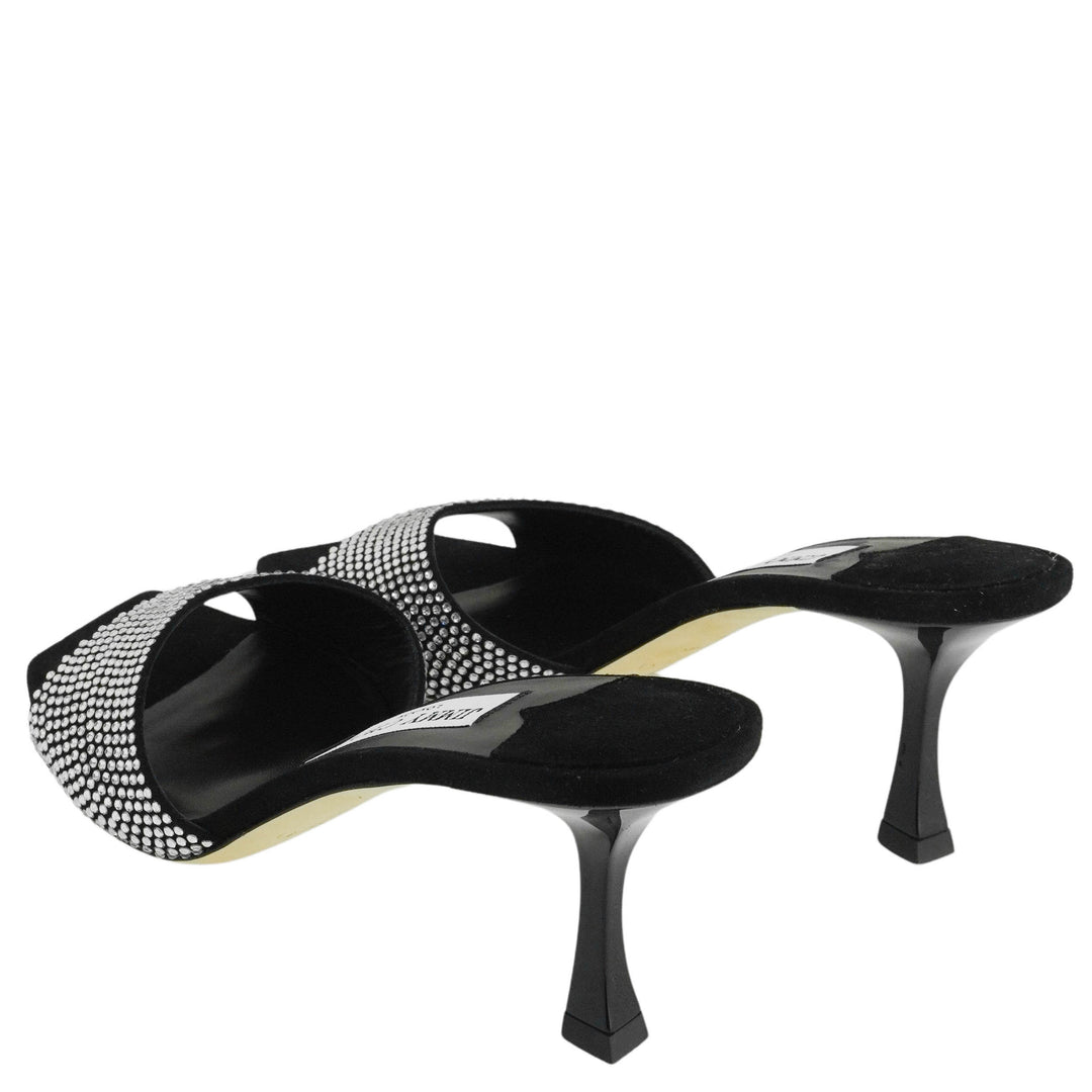 Jimmy Choo Skye Mules in Black and Silver - Discounts on Jimmy Choo at UAL