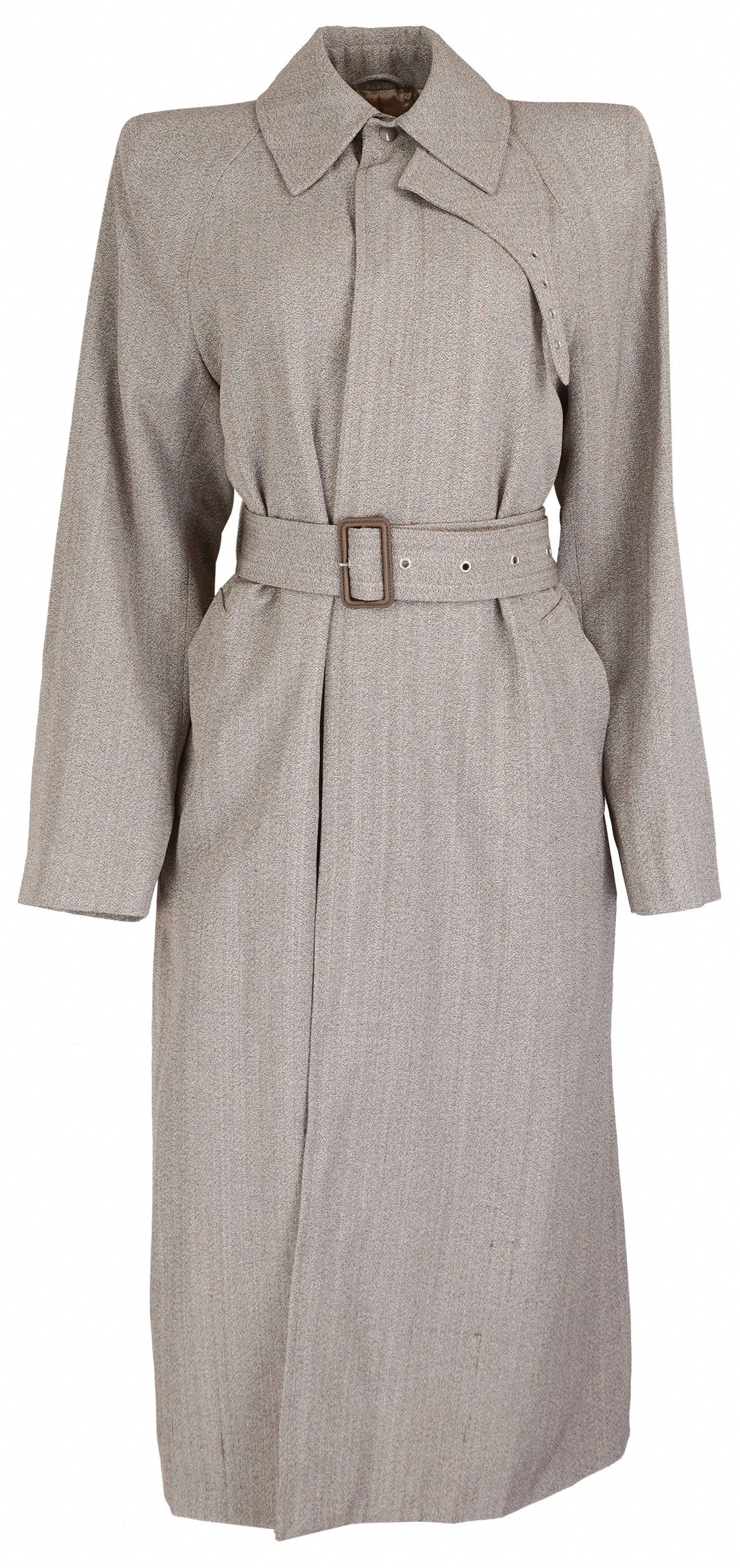 Phoebe Philo Sharp Shoulder Car Coat in Heather Beige - Discounts on Phoebe Philo at UAL