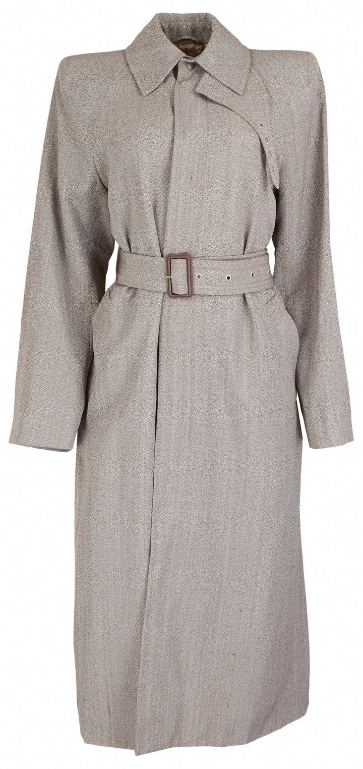 Phoebe Philo Sharp Shoulder Car Coat in Heather Beige - Discounts on Phoebe Philo at UAL