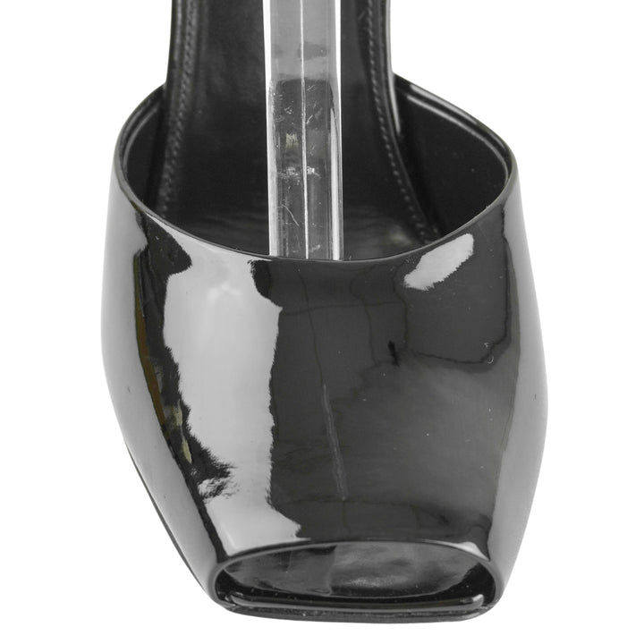 Saint Laurent La Scandale Patent Leather Wedges in Black/Leopard Print