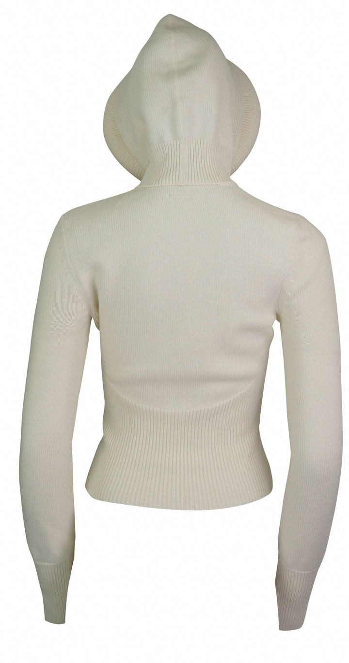 ALAÏA Wool Hooded Sweater in White - Discounts on ALAÏA at UAL