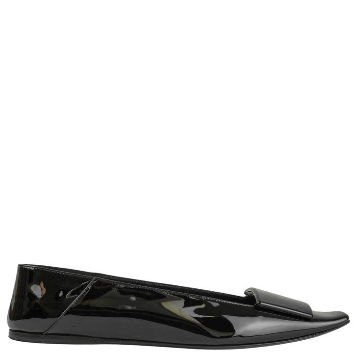 Saint Laurent Poppy Patent Leather Flats in Black