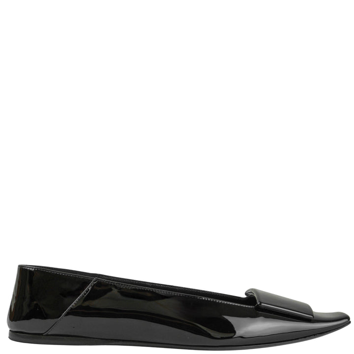 Saint Laurent Poppy Patent Leather Flats in Black