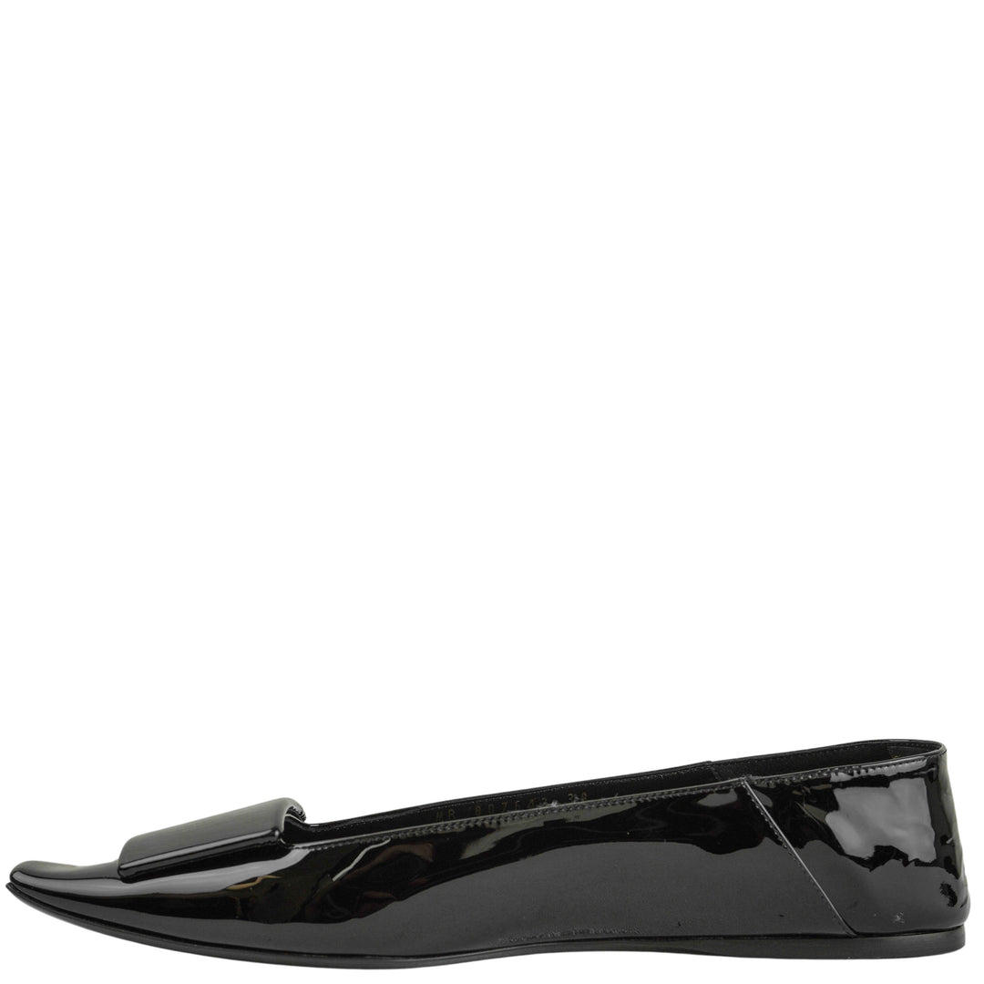 Saint Laurent Poppy Patent Leather Flats in Black