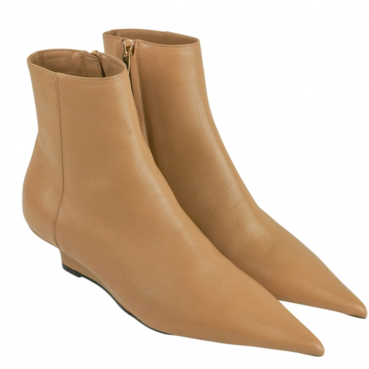 Toteme Sharp Leather Ankle Boots in Camel - Discounts on Toteme at UAL