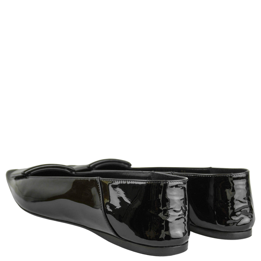 Saint Laurent Poppy Patent Leather Flats in Black