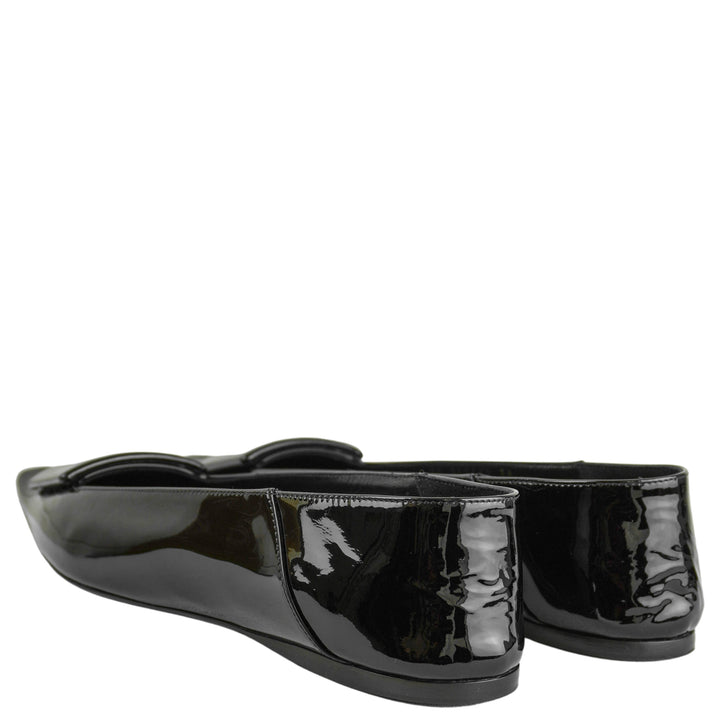 Saint Laurent Poppy Patent Leather Flats in Black