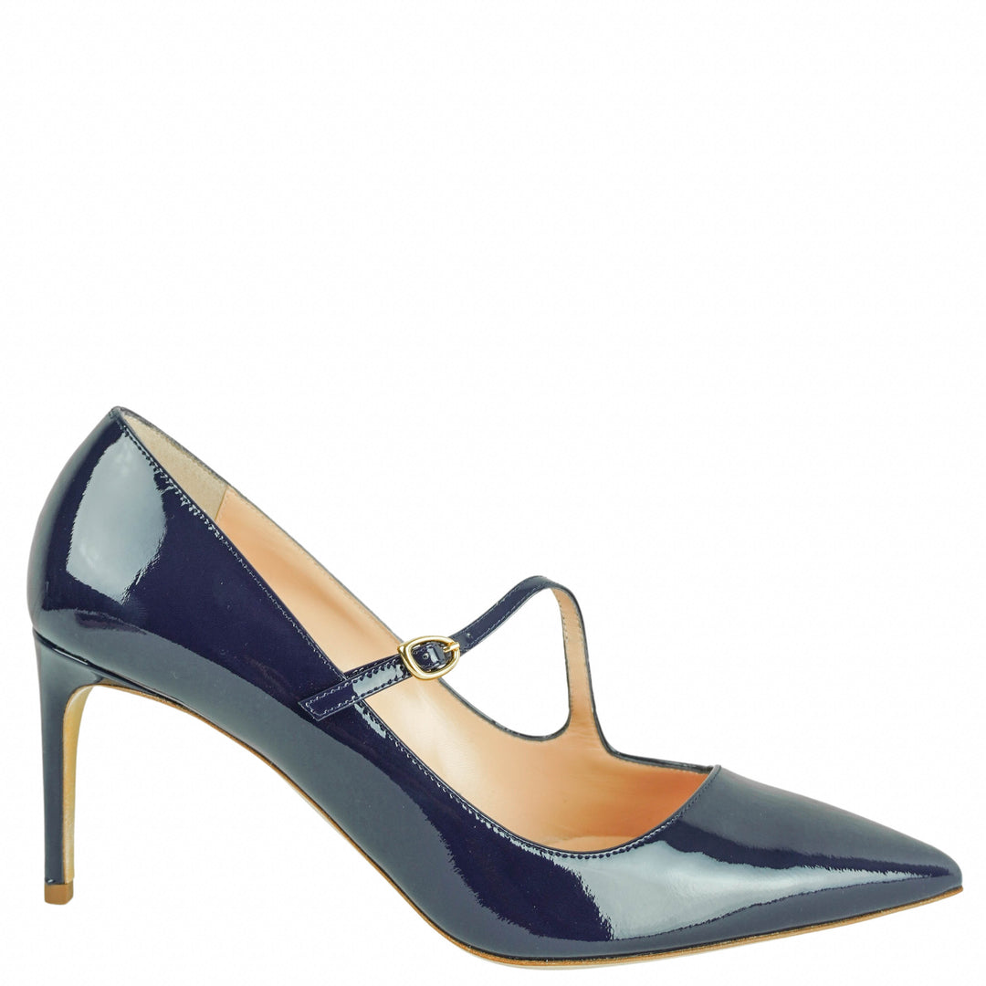 Rupert Sanderson Valette Patent Leather Pumps in Navy - Discounts on Rupert Sanderson at UAL