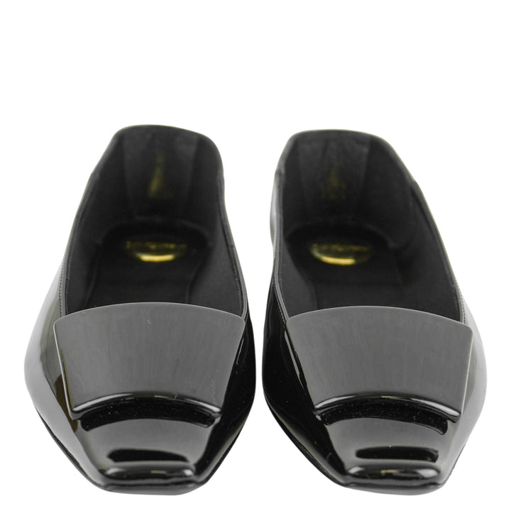 Saint Laurent Poppy Patent Leather Flats in Black