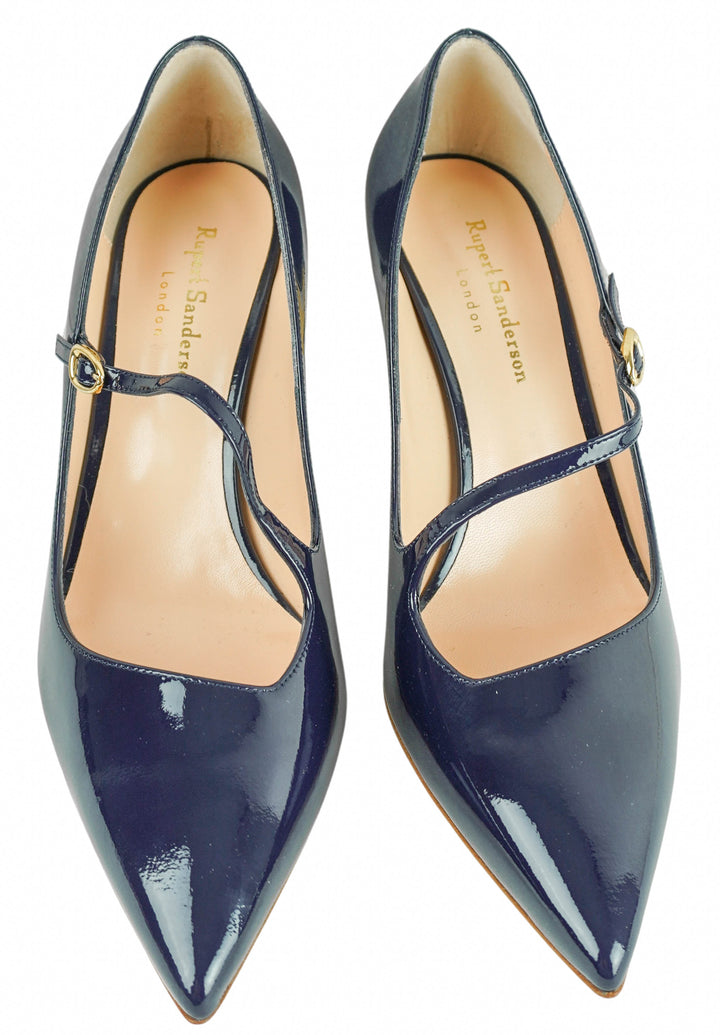 Rupert Sanderson Valette Patent Leather Pumps in Navy - Discounts on Rupert Sanderson at UAL