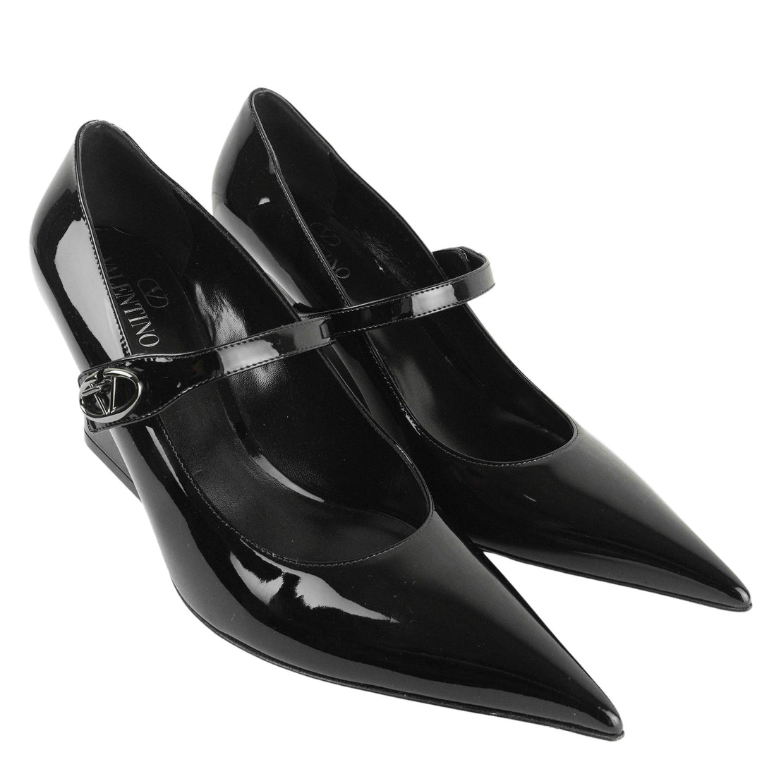 Valentino Patent Leather Mary Jane Pumps in Black - Discounts on Valentino at UAL