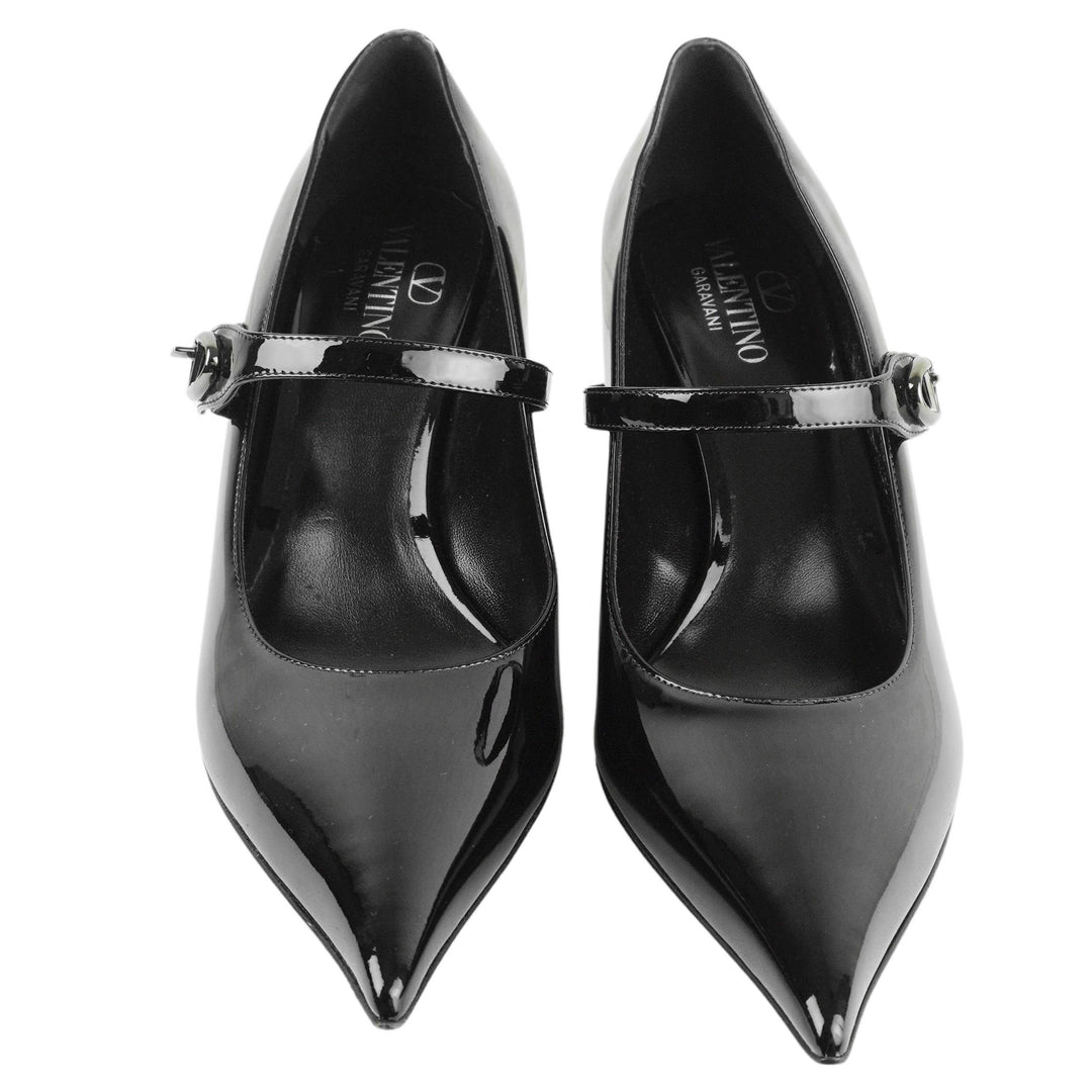 Valentino Patent Leather Mary Jane Pumps in Black - Discounts on Valentino at UAL
