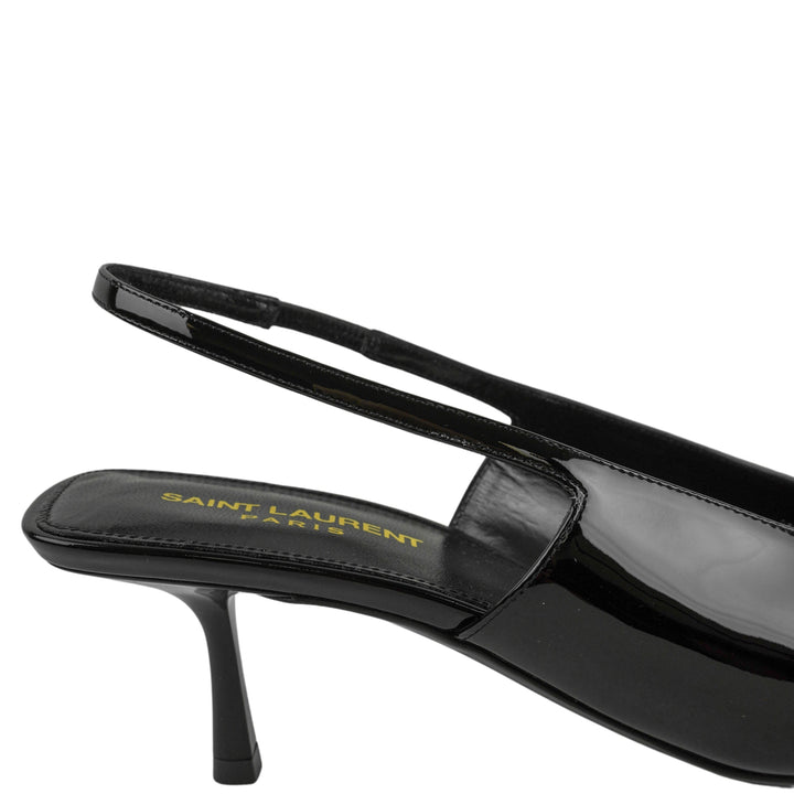 Saint Laurent Horsebit Slingbacks in Black Patent Leather - Discounts on Saint Laurent at UAL