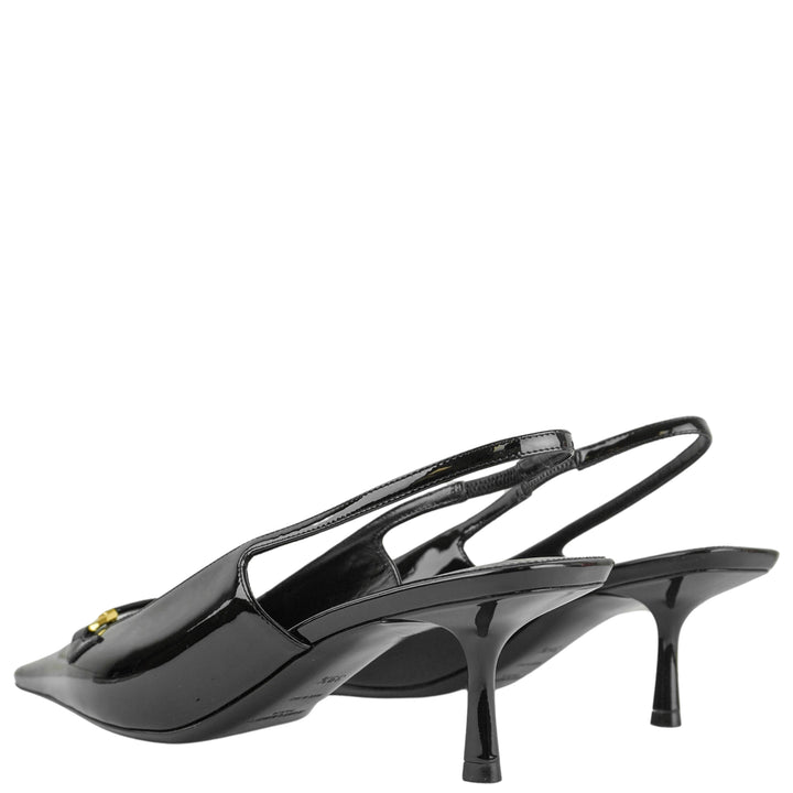 Saint Laurent Horsebit Slingbacks in Black Patent Leather - Discounts on Saint Laurent at UAL